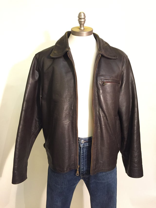 90s Wilsons Heavy Leather Jacket with Zip-Out Lining - L